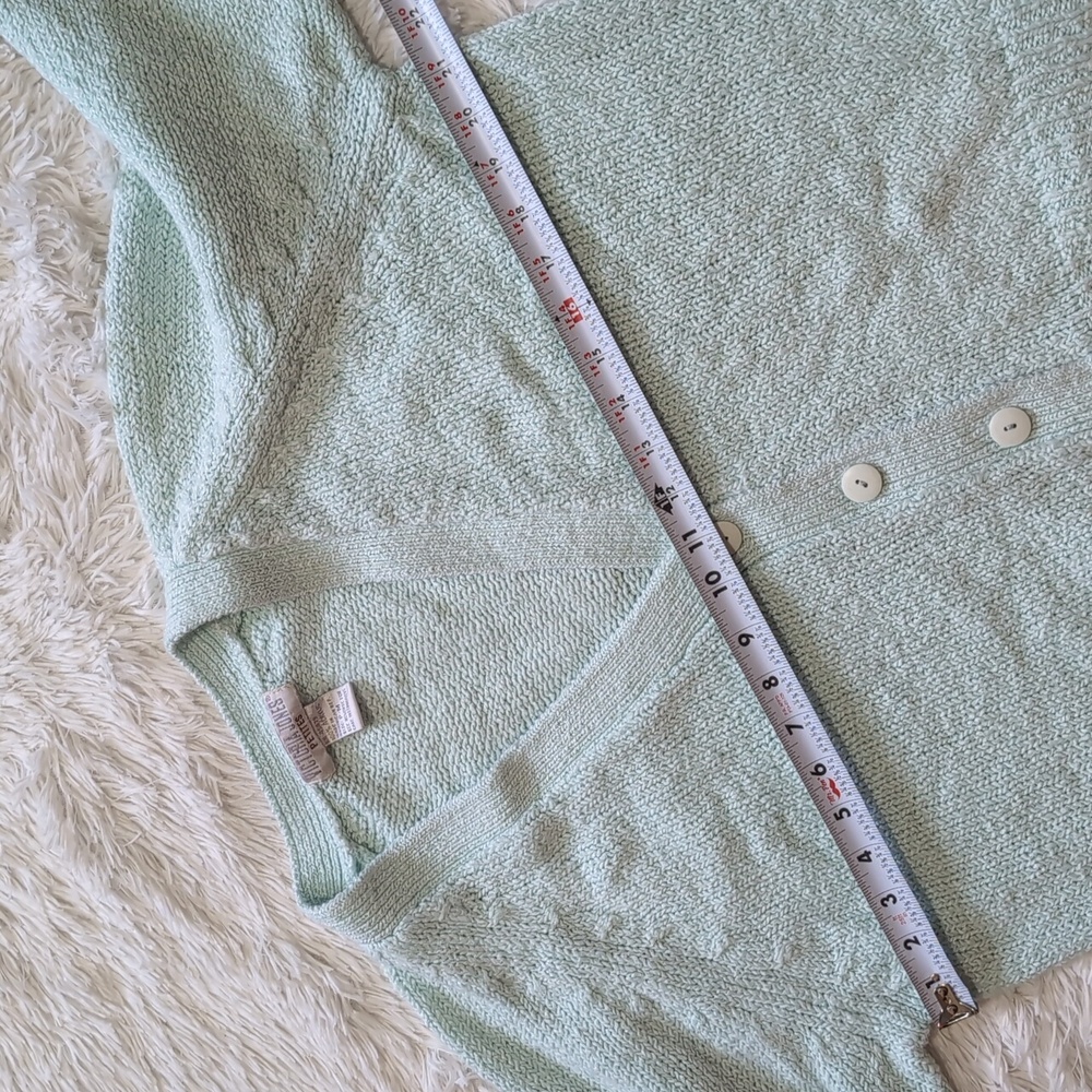 90s Vintage Victoria Jones Mint Knit Button Down Cardigan Petite Medium - Picture 7 of 8